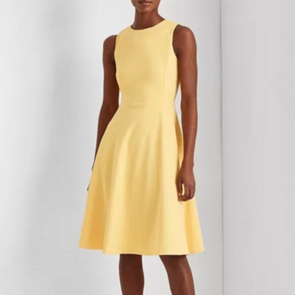Yellow Lauren by Ralph Lauren summer sleeveless dress size 4 knee length - Picture 1 of 4